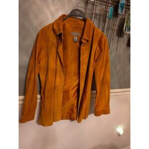 Vintage Suede Pumpkin Medium Leather Jacket Small Boho 70s